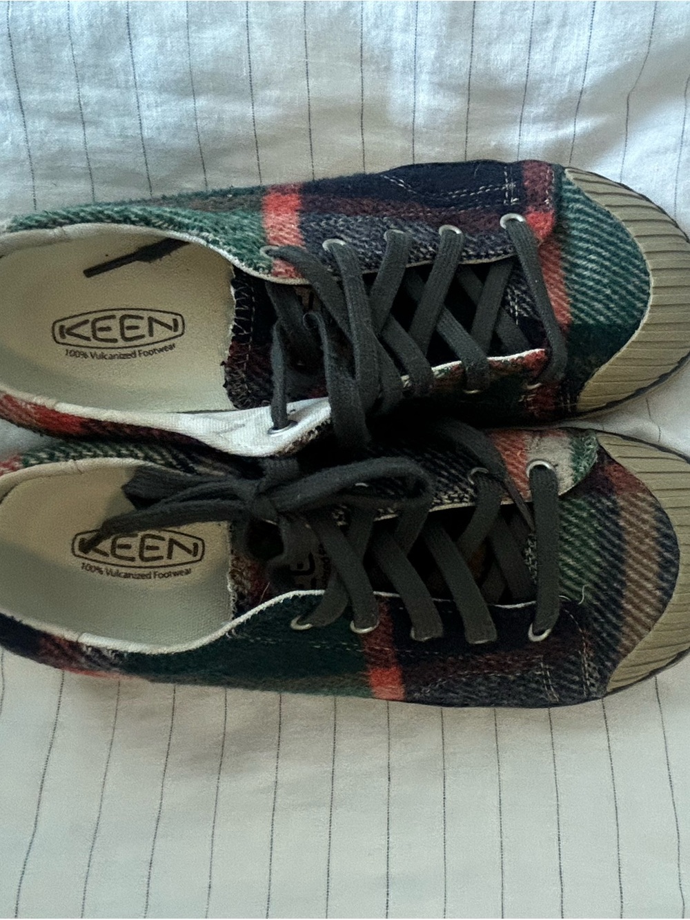 KEEN Womens’s Size 8 Wool Plaid Canvas Lace-Up Sneakers - Multicolor